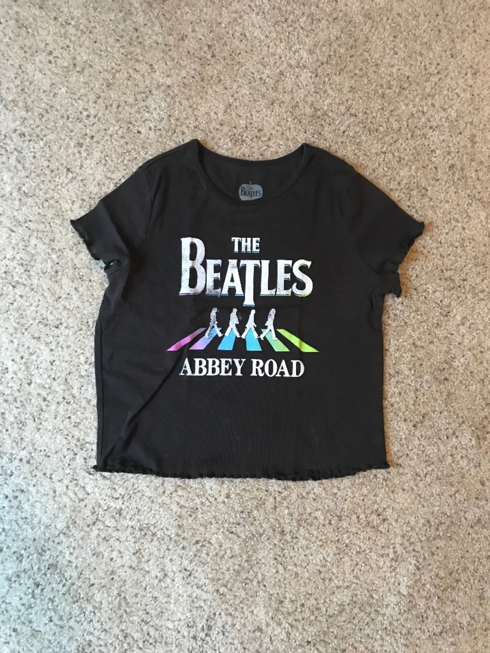 Beatles Album Dark Grey Crop Top
